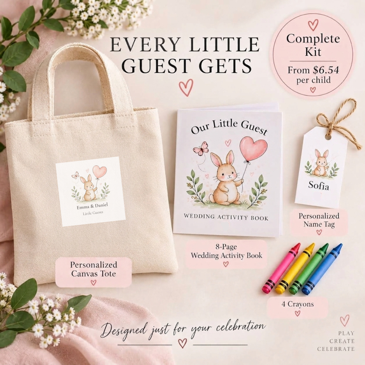 Personalized Kids Wedding Activity Kits | Little Guests