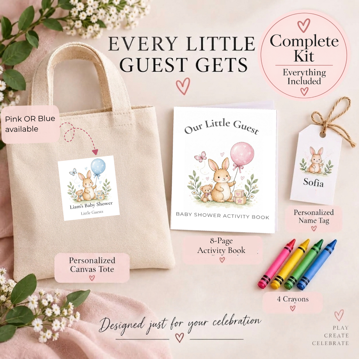 Personalized Baby Shower Activity Kits for Kids | Little Guests